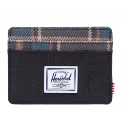Herschel Charlie Cardholder Black Winter Plaid RFID Protection