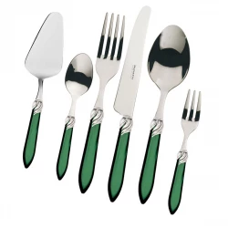 Bugatti Falabella Cutlery Set 31 Pieces Green/Chromed Ring
