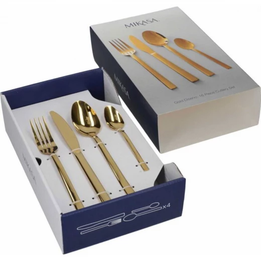 طقم أدوات مائدة KitchenCraft Mikasa ذهبي 16 قطعة ستانلس ستيل - كيتشن كرافت - Image 2