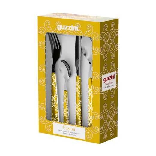 طقم أدوات مائدة Guzzini Fusion 24 قطعة من الفولاذ الأصفر المقاوم للصدأ - غوزيني - Image 2