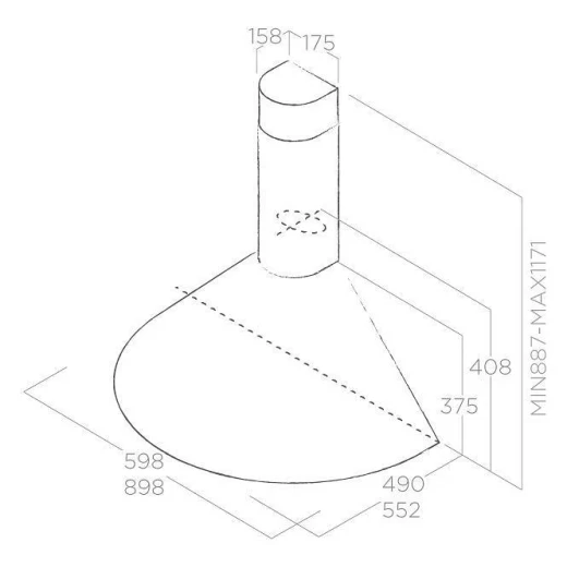 شفاط حائط إليكا TONDA IX F/60، 60 سم، ستانلس ستيل، شفاط مطبخ حديث، تشغيل هادئ، تركيب سهل، جودة عالية - إليكا - Image 2