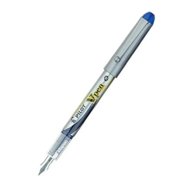 Pilot V Silver Fountain Pen Blue Ink Medium Tip (Pack of 12) - Pilot