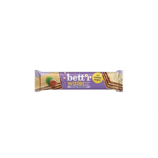 Bett'r Cacao Hazelnut Wafer 30g - Sugar-Free Organic Snack Bett'r Cacao Hazelnut Wafer 30g - Sugar-Free Organic Snack