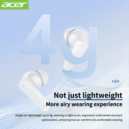 Acer Wireless Earbuds Bluetooth 5.4 – HiFi Stereo Headphones with AI Noise Reduction, 30h Standby, Intelligent Touch –,Blue - Snugsy - Image 3
