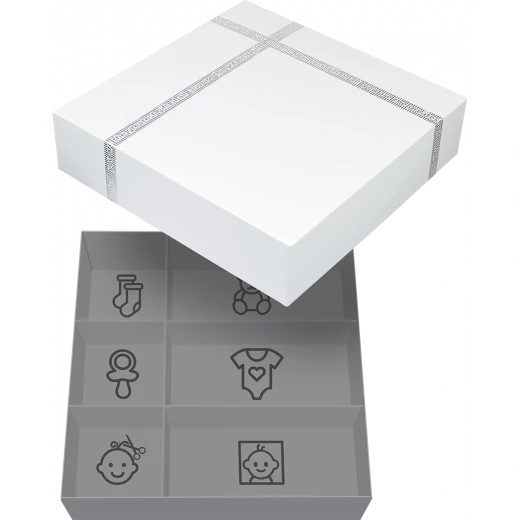 طقم هدايا دوكي: إطار ثلاثي لبصمة اليد وصندوق ذاكرة - أبيض طقم هدايا دوكي: إطار ثلاثي لبصمة اليد وصندوق ذاكرة - أبيض
