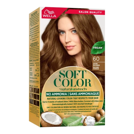 Wella Soft Color Dark Blonde No.60 Hair Dye, Ammonia-Free, Long-Lasting Natural Color, Gray Coverage, Easy At-Home Use Wella Soft Color Dark Blonde No.60 Hair Dye, Ammonia-Free, Long-Lasting Natural Color, Gray Coverage, Easy At-Home Use