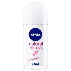 Nivea Natural Fairness Roll-On Deodorant for Women 50ml, Gentle Skin Care, 48h Sweat & Odor Protection, Brightens Underarms, Long-Lasting Freshness