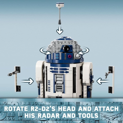 مجموعة بناء ليجو ستار وورز R2-D2 - لعبة ستار وورز للعرض أو اللعب للأولاد والبنات، من سن 10 سنوات فما فوق - أفكار هدايا للأطفال والمعجبين - تتضمن شخصية دارث مالاك المصغرة بمناسبة الذكرى السنوية الخامسة والعشرين - 75379 - ليجو - Image 5