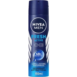 Nivea Men Fresh Active Deodorant Spray 150ml - Quick Dry, 48H Protection, Long-Lasting Freshness, Clean Scent for Daily Use