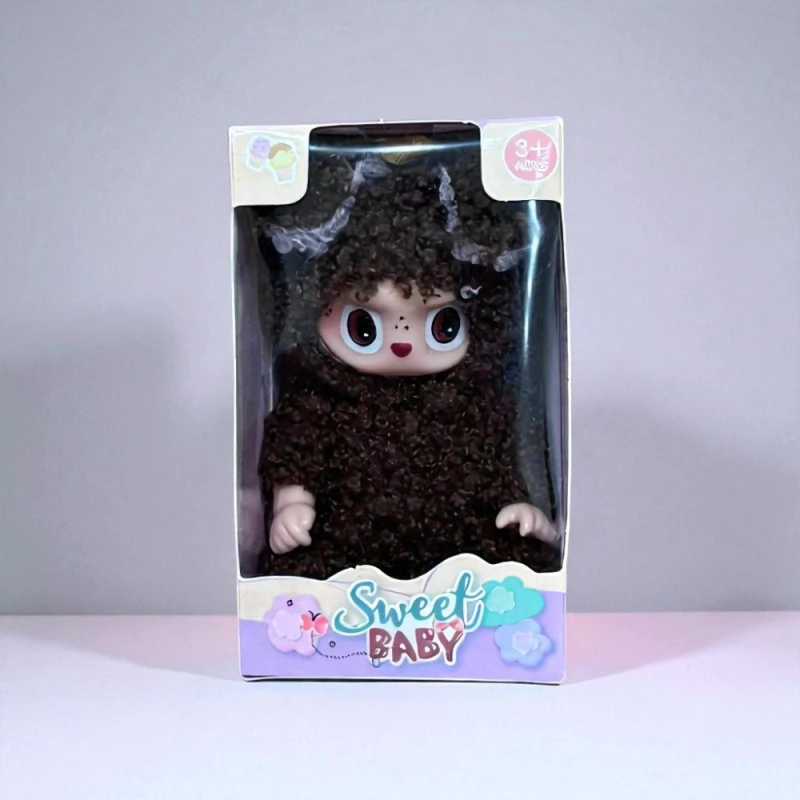 Baby Labubu 5th Generation Collectible Mini Doll – Cute Character Figure 9cm, Color of Choice, Keychain Accessory & Decorative Toy Gift Dark Brown - Labubu