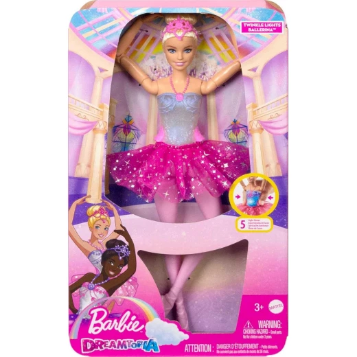 Barbie Dreamtopia Twinkle Lights Ballerina Doll Blonde Hair LightUp Feature Pink Tutu Ballet Toy - Barbie - Image 7