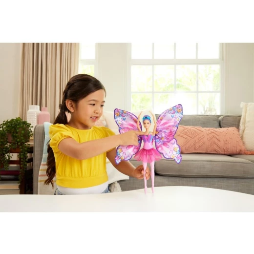 Mattel Barbie Dance & Flutter Doll with Butterfly Wings Transformation HXJ10 for Girls - Barbie - Image 2