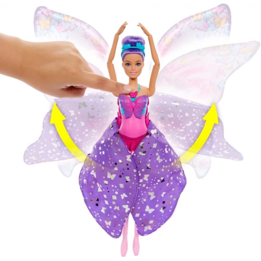 Mattel Barbie Dance & Flutter Doll with Butterfly Wings Transformation HXJ10 for Girls - Barbie - Image 3