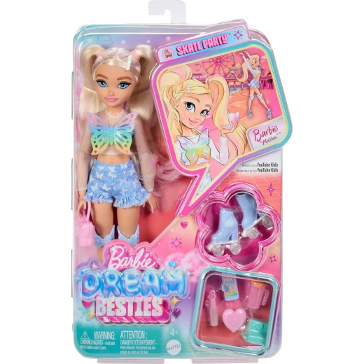 Mattel Barbie Dream Besties Malibu Roller Skating Doll with Makeup Accessories for Creative Play - Barbie - Image 4