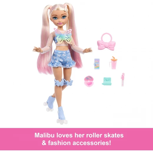 Mattel Barbie Dream Besties Malibu Roller Skating Doll with Makeup Accessories for Creative Play - Barbie - Image 2