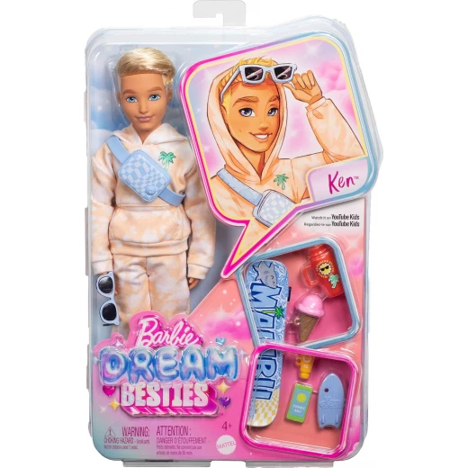 Mattel Barbie Dream Besties Ken Fashion Doll with Summer Accessories, Blonde Hair, Skateboard & Imaginative Play Mattel Barbie Dream Besties Ken Fashion Doll with Summer Accessories, Blonde Hair, Skateboard & Imaginative Play