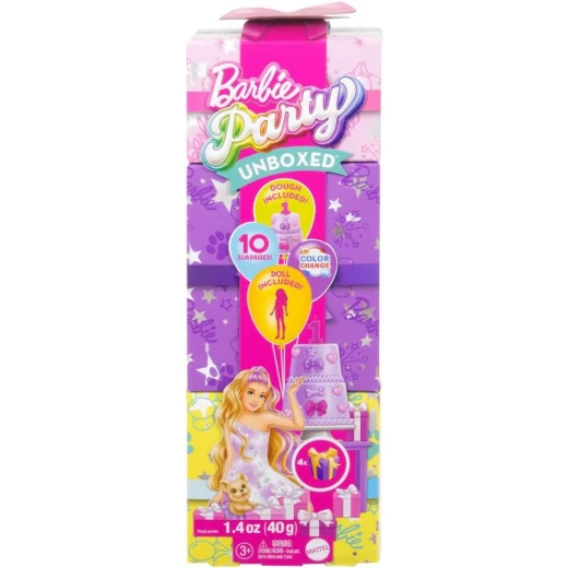 Mattel Barbie Party Unboxed Doll Birthday Series with 10 Surprises Color Change & Cake Decorating Activity - Barbie - Image 2