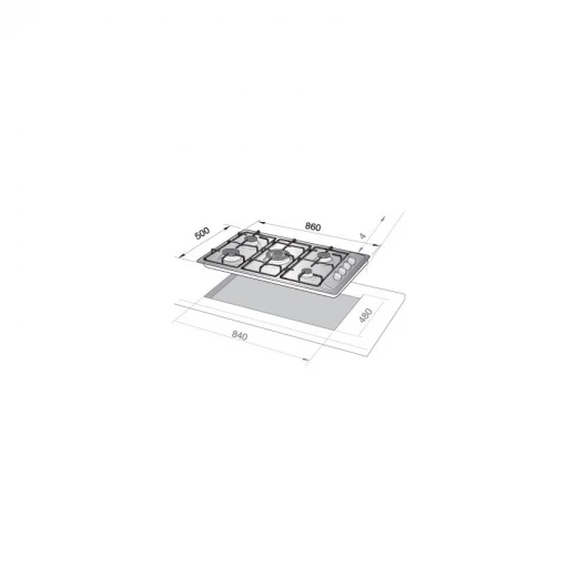 طباخ غاز البا مدمج 90 سم 5 شعلات ستانلس ستيل E90-540 - إلبا - Image 2