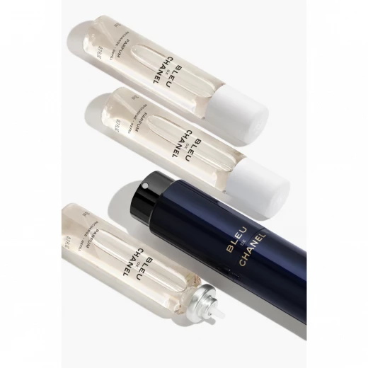 مجموعة عطر بلو دو شانيل تويست آند سبراي القابلة لإعادة الملء للرجال عطر خشبي عطري 3 × 20 مل - شانيل - Image 3