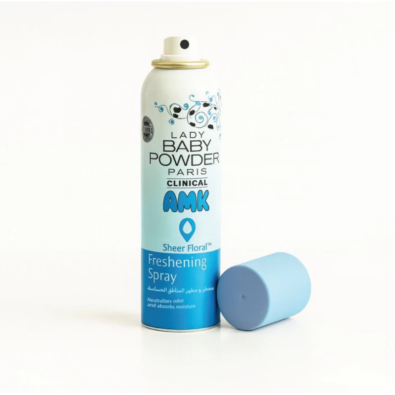 AMK Baby Powder Lady Spray, for Sensitive areas, Refreshing with a light floral scent, 150 ml - Clinical Powdery Scent - AMK