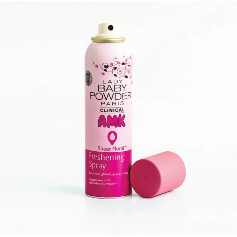 AMK Baby Powder Lady Spray, for Sensitive areas, Refreshing with a light floral scent, 150 ml - Clinical Powdery Scent - AMK