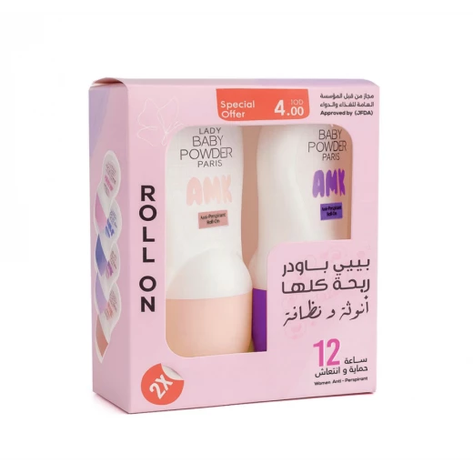 AMK Lady Baby Powder Anti-Perspirant Roll-On - Baby Pink & Purple 50ml 2 piece AMK Lady Baby Powder Anti-Perspirant Roll-On - Baby Pink & Purple 50ml 2 piece