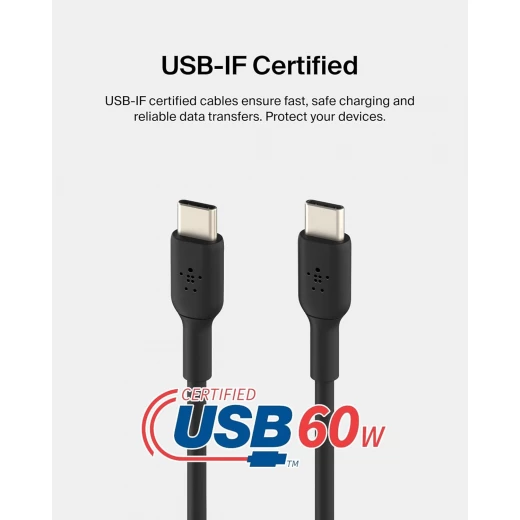 كابل شحن سريع بيلكن USB-C إلى USB-C (6.6 قدم) - أسود - iPhone 16, Galaxy S25, iPad Pro والمزيد - بيلكين - Image 8