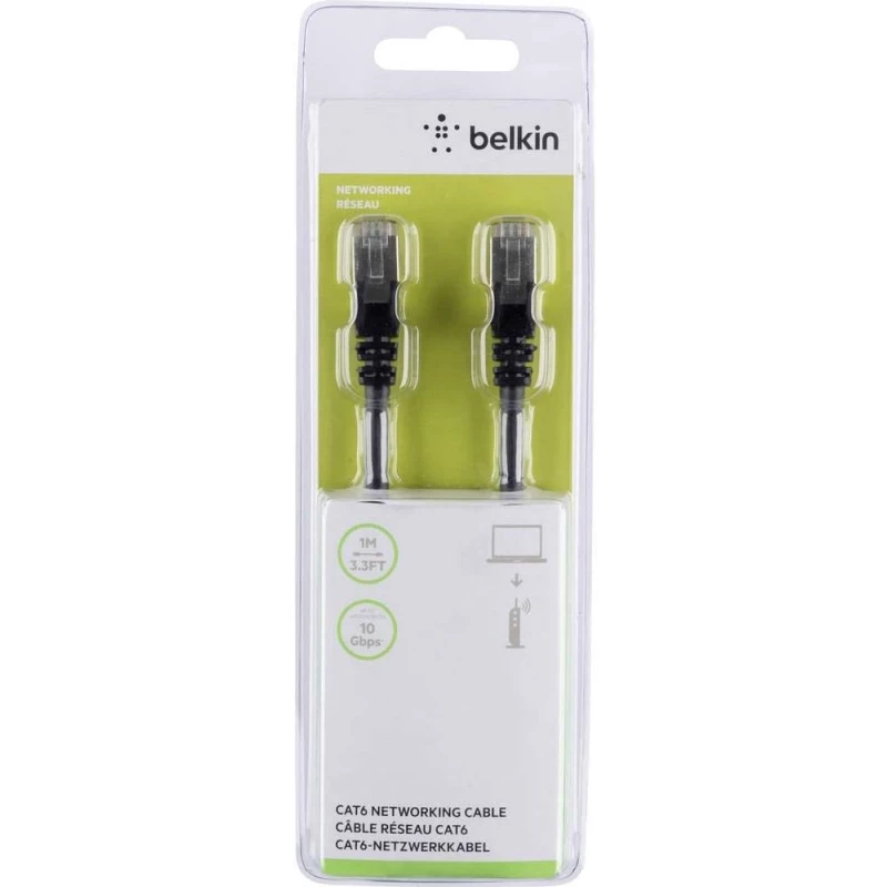 Belkin Cat6 Network Cable RJ45-RJ45 Black 1 Meter - Reliable Connection - Belkin