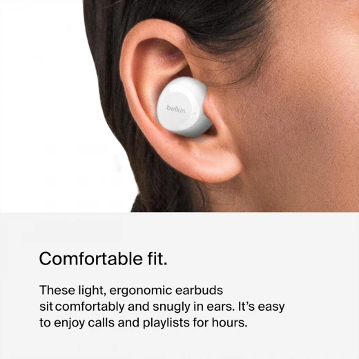 سماعات أذن لاسلكية SoundForm Bolt True، سماعات أذن لاسلكية مع عمر بطارية يصل إلى 28 ساعة ووضع أحادي، ومقاومة للعرق والماء IPX4، وسماعات رأس بلوتوث مع ميكروفون لأجهزة iPhone وGalaxy والمزيد من بيلكين - بيلكين - Image 4