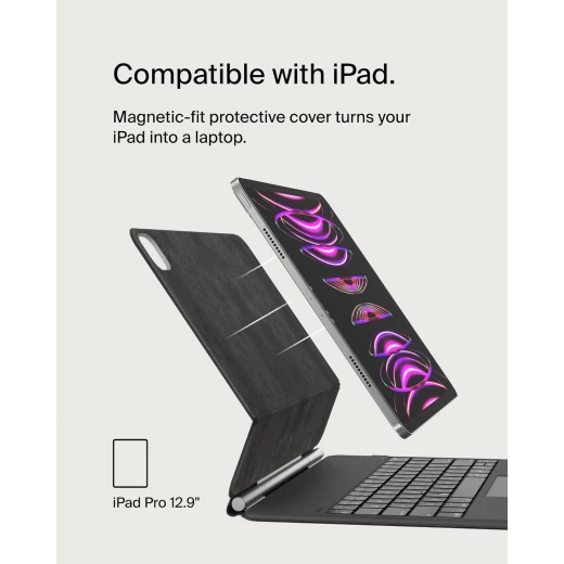 حافظة لوحة مفاتيح iPad من Pro مع حامل مغناطيسي، ولوحة مفاتيح بلوتوث بإضاءة خلفية، وعناصر تحكم متعددة الإيماءات، وتخزين قلم Apple، وحافظة جلدية، ولوحة مفاتيح QWERTY، ومفاتيح وسائط متعددة لجهاز iPadAir M2 مقاس 13 بوصة/ iPad Pro مقاس 12.9 بوصة من بيلكن - Image 7