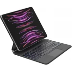 حافظة لوحة مفاتيح iPad من Pro مع حامل مغناطيسي، ولوحة مفاتيح بلوتوث بإضاءة خلفية، وعناصر تحكم متعددة الإيماءات، وتخزين قلم Apple، وحافظة جلدية، ولوحة مفاتيح QWERTY، ومفاتيح وسائط متعددة لجهاز iPadAir M2 مقاس 13 بوصة/ iPad Pro مقاس 12.9 بوصة من بيلكن