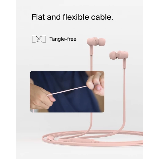 سماعات أذن سلكية SoundForm مع موصل USB-C، سماعات أذن سلكية مع ميكروفون - سماعات أذن سلكية لأجهزة iPhone 16/15، iPad Mini، Galaxy S24، Android والمزيد (سماعات رأس USB-C) - وردي من بيلكن - بيلكين - Image 5