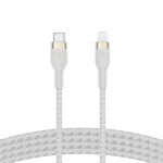كابل بلكين بوست تشارج برو فليكس مضفّر من السيليكون – USB-C إلى لايتنينغ، بطول 1 متر، أبيض - بيلكين