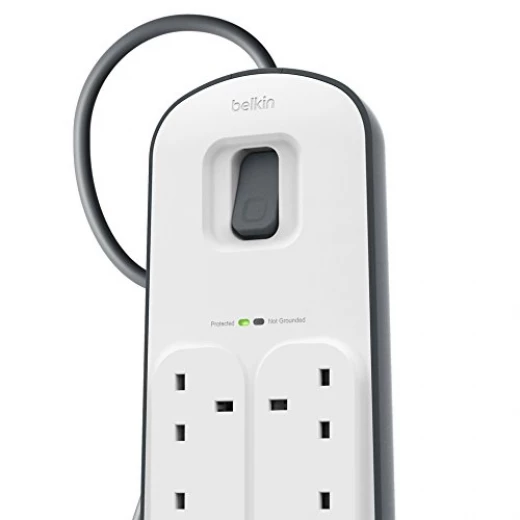 Belkin Bsv604 6 Way/6 Plug 2M Surge Protection Extension Lead Strip with 2 X 2.4 A Shared USB Charging Port - White - Belkin - Image 6