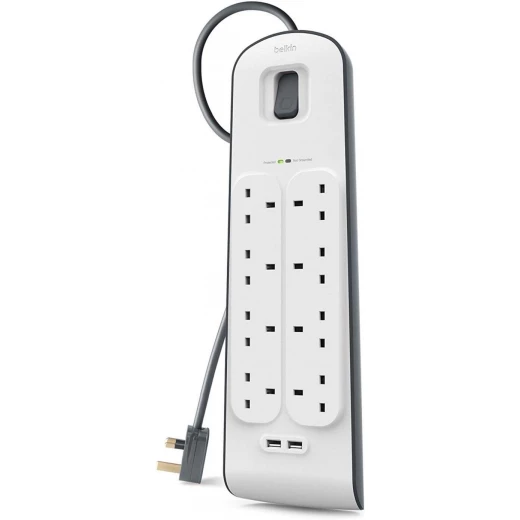 Belkin 8-Port Surge Protector with 2 USB Ports - White - Belkin - Image 2