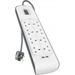 Belkin 8-Port Surge Protector with 2 USB Ports - White - Belkin