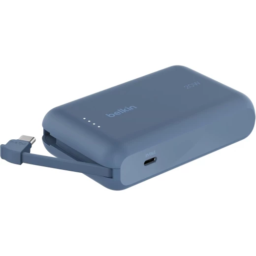 Belkin BoostCharge power bank 10000mAh, portable power bank with integrated cable PD 20W, fast charge USB-C power delivery, power bank fast charging for iPhone 16 series, iPad Pro, Galaxy S24 and more Belkin BoostCharge power bank 10000mAh, portable power bank with integrated cable PD 20W, fast charge USB-C power delivery, power bank fast charging for iPhone 16 series, iPad Pro, Galaxy S24 and more