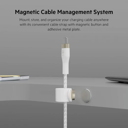 كابل بلكين بوست تشارج برو فليكس مضفّر من السيليكون – USB-C إلى USB-C، بطول 3 أمتار، أبيض - بيلكين - Image 4