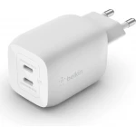 شاحن بلكين 65 واط بمنفذين USB-C، يدعم الشحن السريع بتقنية Power Delivery 3.0 وتقنية GaN، مناسب لأجهزة ماك بوك برو، آيفون 17، آيفون إير، آيباد، جالاكسي S25، بيكسل 10، الحواسيب المحمولة وغيرها – أبيض - بيلكين