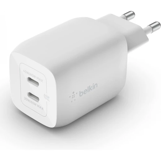 شاحن بلكين 65 واط بمنفذين USB-C، يدعم الشحن السريع بتقنية Power Delivery 3.0 وتقنية GaN، مناسب لأجهزة ماك بوك برو، آيفون 17، آيفون إير، آيباد، جالاكسي S25، بيكسل 10، الحواسيب المحمولة وغيرها – أبيض شاحن بلكين 65 واط بمنفذين USB-C، يدعم الشحن السريع بتقنية Power Delivery 3.0 وتقنية GaN، مناسب لأجهزة ماك بوك برو، آيفون 17، آيفون إير، آيباد، جالاكسي S25، بيكسل 10، الحواسيب المحمولة وغيرها – أبيض