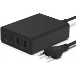 شاحن بيلكن BoostCharge PRO بقوة 108 واط – بتقنية GaN، يحتوي على 4 منافذ (2 × USB-C و2 × USB-A) مع كابل بطول 2 متر - بيلكين