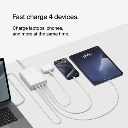 شاحن حائط بيلكين 200W USB-C GAN - 4 منافذ، شحن سريع - بيلكين - Image 7