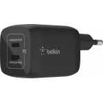 شاحن بلكين BoostCharge PRO مزدوج بقدرة 65 واط، بمنفذي USB-C وتقنية GaN وPPS، يوفر 65 واط أو 45 + 20 واط عند استخدام المنفذين معًا - بيلكين
