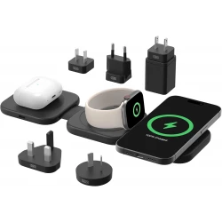 Belkin Fast Charge Pro Foldable Qi2-Certified Wireless Charger 3-in-1 Magnetic Charging Travel Pad 15W - MagSafe-Compatible Portable Charger for iPhone 16/iPhone 15/iPhone 14, Apple Watch 10, AirPods