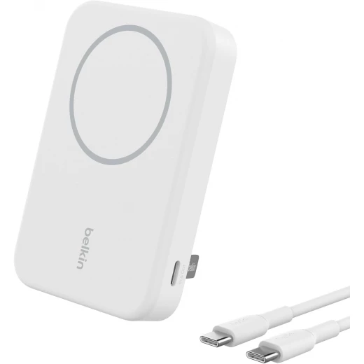 Belkin Portable Charger, Wireless Power Bank 15W 8000 mAh w/ Qi2 - MagSafe Charger w/Built-in Pop-up Kickstand - Compatible w/iPhone 17, Air, Pro, Pro Max, Google Pixel 10, etc. - White Belkin Portable Charger, Wireless Power Bank 15W 8000 mAh w/ Qi2 - MagSafe Charger w/Built-in Pop-up Kickstand - Compatible w/iPhone 17, Air, Pro, Pro Max, Google Pixel 10, etc. - White