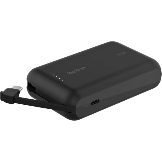 باور بانك بيلكين BoostCharge بسعة 10000 مللي أمبير – PD بقوة 20 واط مع كابل USB-C مدمج ومنفذ USB-C – أسود باور بانك بيلكين BoostCharge بسعة 10000 مللي أمبير – PD بقوة 20 واط مع كابل USB-C مدمج ومنفذ USB-C – أسود