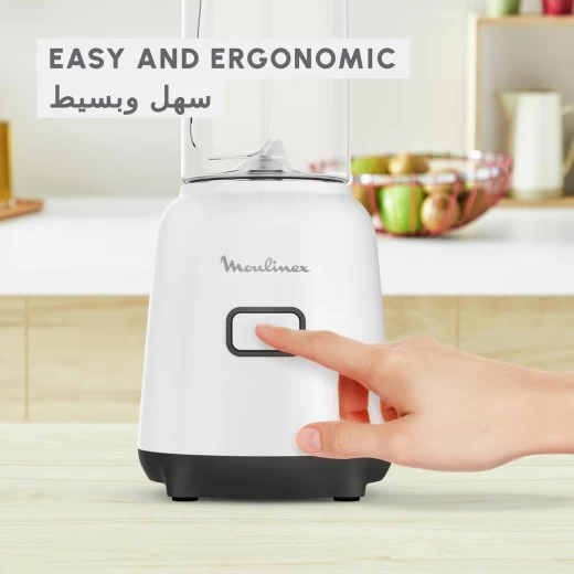 Moulinex Mix & Move Mini Blender Mixer, 2 To-Go Bottles in Premium Tritan, Space-Saving Compact Design, Easy-Cleaning Removable Blades, 300 W, Easy and Ergonomic Single-Button Control, LM15F127 - MOULINEX - Image 3