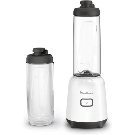 Moulinex Mix & Move Mini Blender Mixer, 2 To-Go Bottles in Premium Tritan, Space-Saving Compact Design, Easy-Cleaning Removable Blades, 300 W, Easy and Ergonomic Single-Button Control, LM15F127 Moulinex Mix & Move Mini Blender Mixer, 2 To-Go Bottles in Premium Tritan, Space-Saving Compact Design, Easy-Cleaning Removable Blades, 300 W, Easy and Ergonomic Single-Button Control, LM15F127