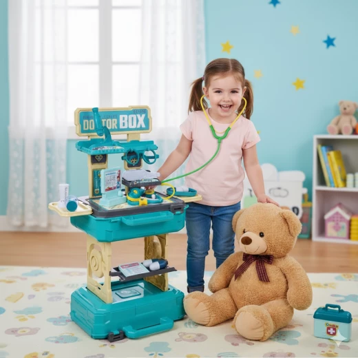 حقيبة عيادة الطبيب للأطفال – لعبة تظاهر مع أدوات طبية مثل السماعة والمقياس، آمنة وخفيفة، تعزز الخيال والتعلم - أميجو - Image 3