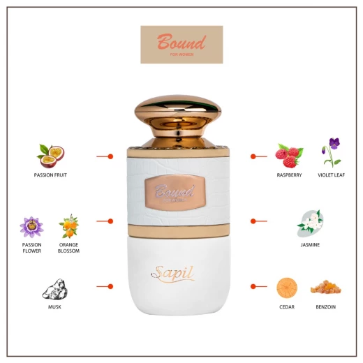 Sapil Bound for Women Eau De Parfum 100ml Floral Fruity Fragrance Long Lasting Perfume for Women - Sapil - Image 2